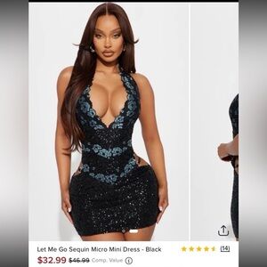 Fashion Nova Black and Gray Sequin Dress